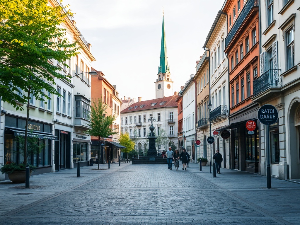 Mapa infrastruktury Racibórza z zaznaczonymi sklepami, restauracjami i placówkami zdrowia